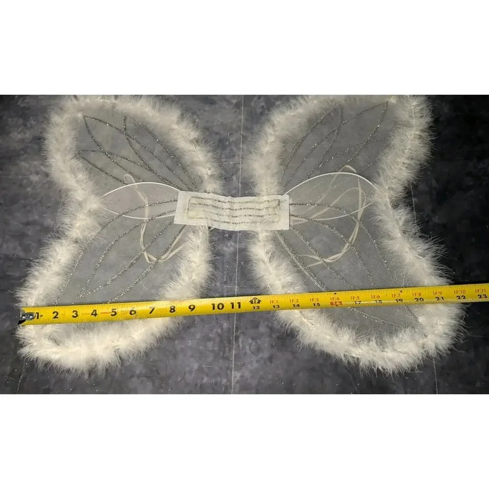 White Faux Fur Angel Wings Halloween Costume Accessory Girls Teens One-size